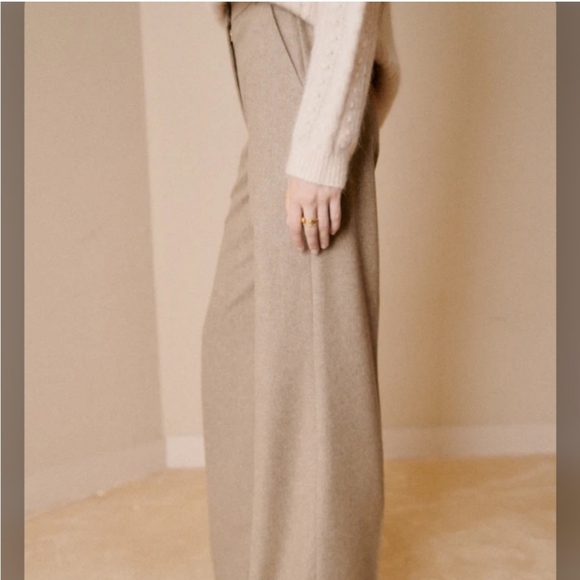 Sezane Pants - Sezane Matheo Trousers - Mottled Beige - Size 4